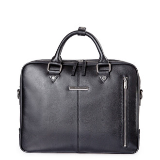 Black Grained Leather Travel Bag | TJ COLLECTION